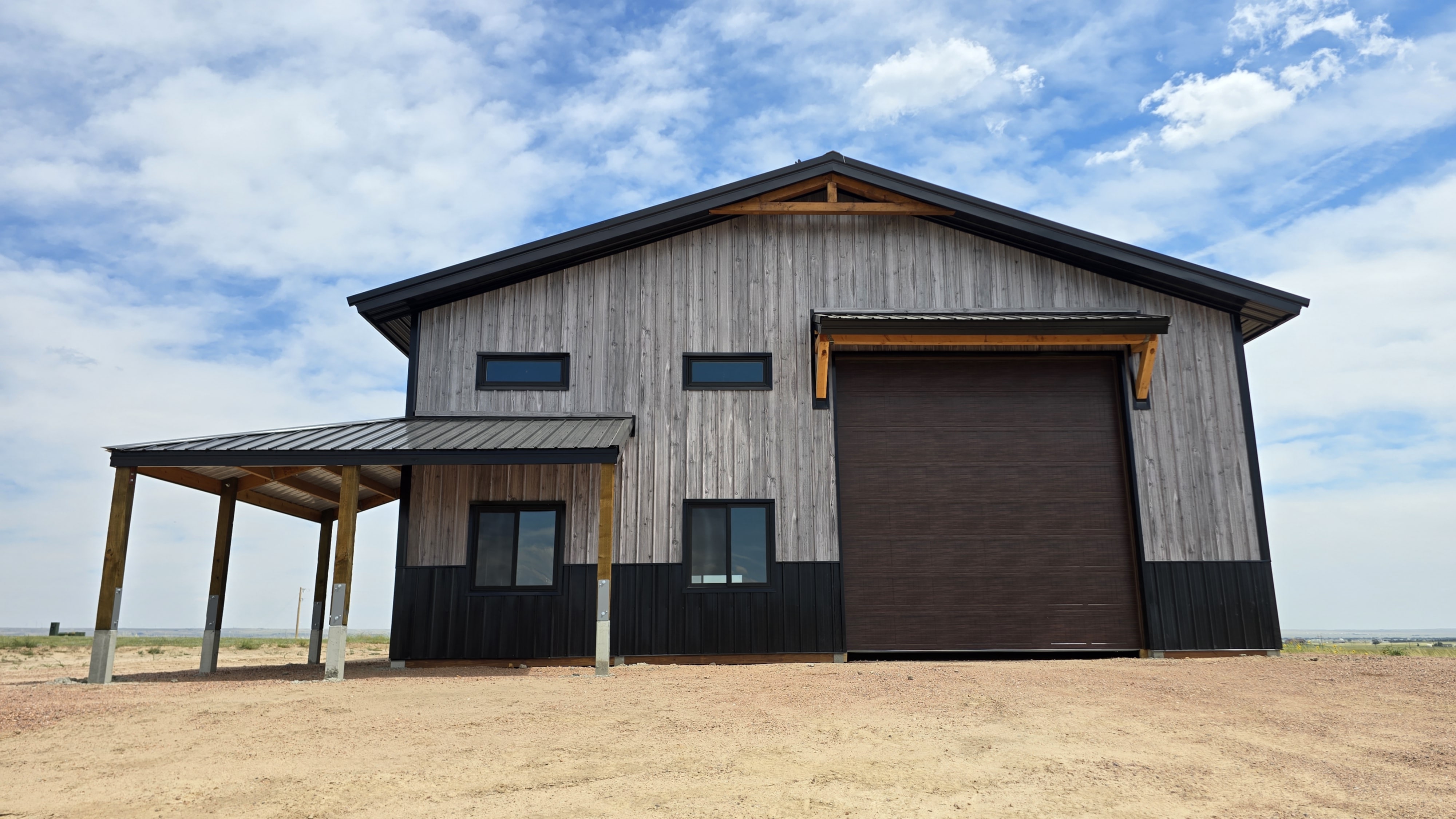 steel building brown garage doors